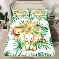 thumbnail image 2 of Erosebridal Elephant Lion Zebra Sheet Set Twin,Tropical Leaves Bedding Sets Twin Size,Cartoon Animal Twin Sheet Sets,Ultra Soft Kawaii Bedroom Decoration,3pcs, 2 of 7
