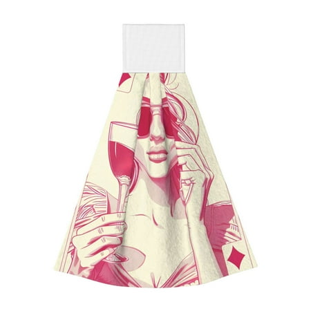 

Bixox Ace Of Diamonds Lady Print Hand Towels for Bathroom Kitchen Fingertip Towel Fast Drying Washcloth for Bathroom Kitchen Home Decor
