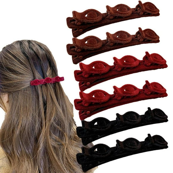 Duck Billed Hair Clips Flocking Duck Bill Hair Clips Double Layer Twist Plait Clip Styling Hairpin for Women 6PCS excitement