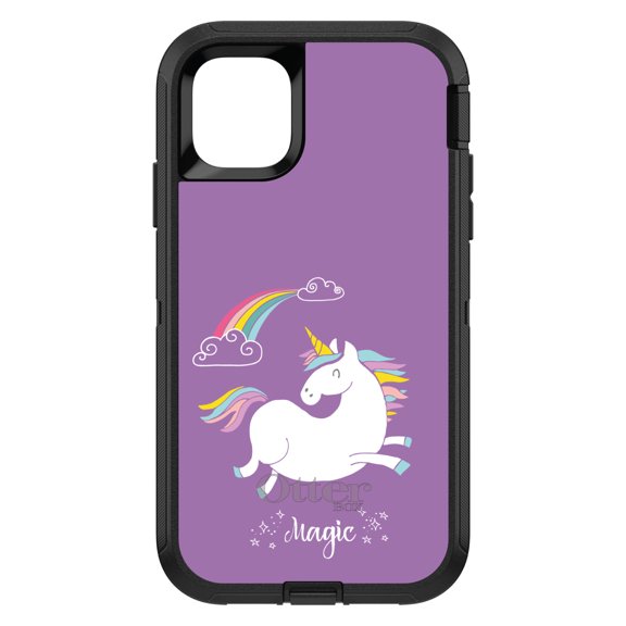 DistinctInk OtterBox Defender Custom Case for Apple iPhone 15 (6.1" Screen) - Purple - Tempered Glass Back