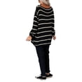 thumbnail image 4 of Xuanfei Women Striped Long Sleeve Oversized Ribbed Knit Sweater With Pocket, 4 of 5