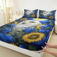 thumbnail image 3 of Castle Fairy Wildlife White Owl Twin Sheet Sets 3pcs for Female Men Women,Chic Floral Sunflower Rose Twin Fitted Sheet Microfiber,Blue Yellow Breathable Flat Sheet,Lightweight Room Decor, 3 of 7