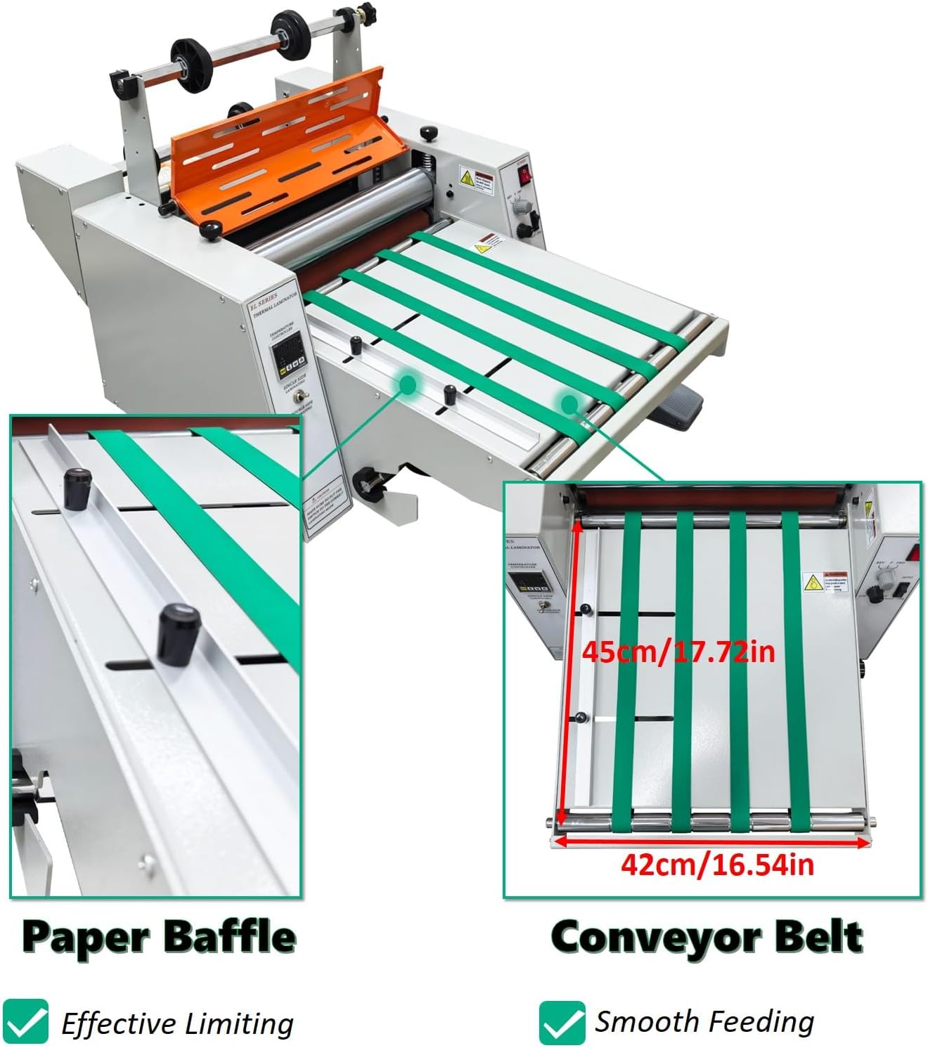 13"/350mm Electric Steel Roller Thermal Laminator Cold Laminating Machine Adjustable Speed 70-130°C