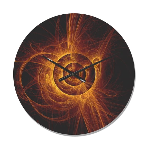 Designart 'The Yellow Flashing Flame ' Modern Wood Wall Clock
