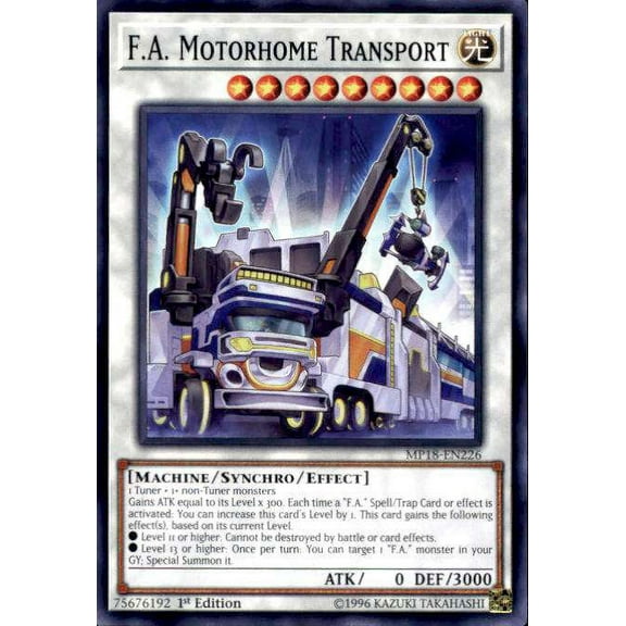 YuGiOh 2018 Mega-Tin Mega Pack Common F.A. Motorhome Transport MP18-EN226