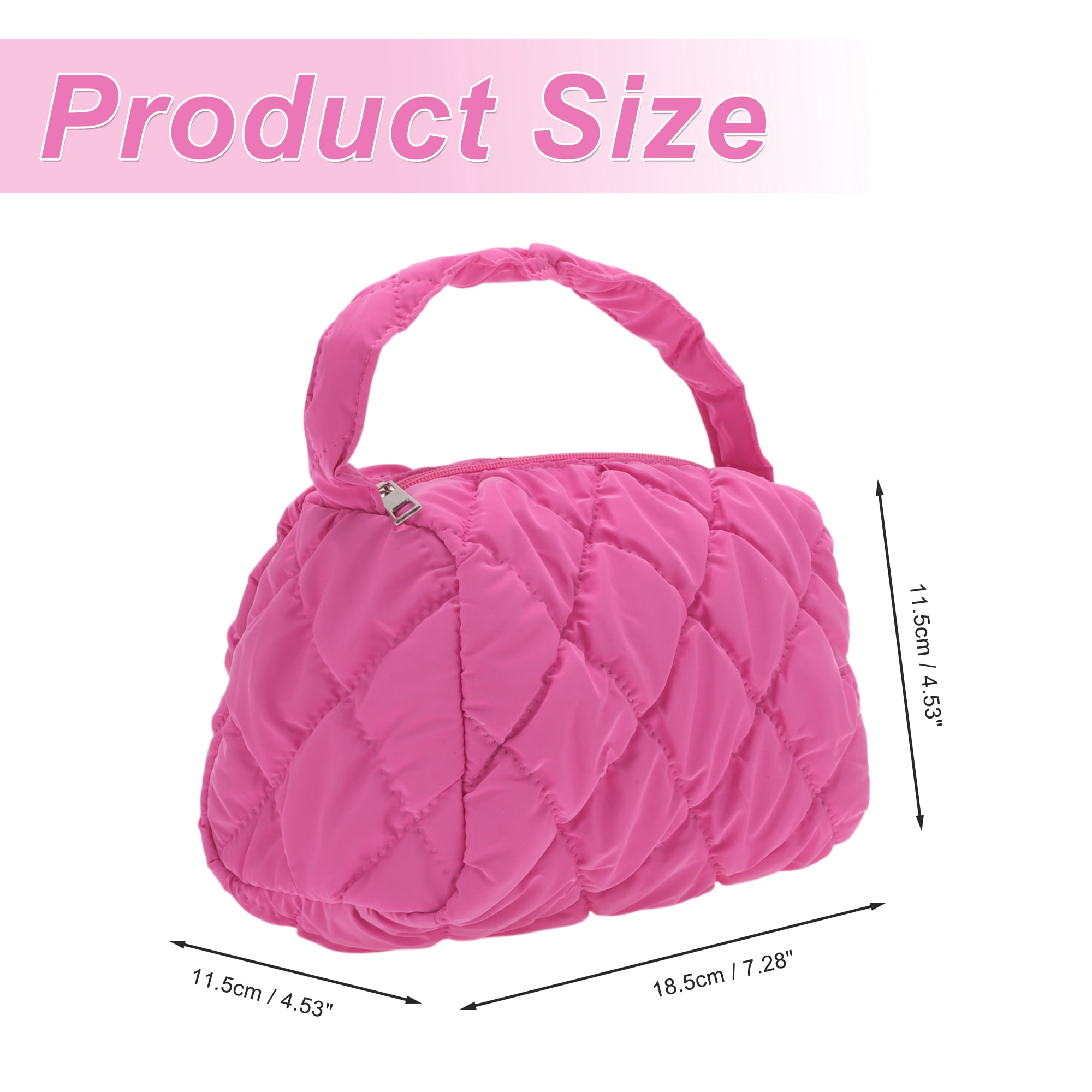 Unique Bargains Makeup Bag, Quilted Cosmetic Organizer, Travel Pouch for Women, Rose Red