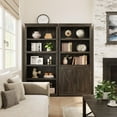 thumbnail image 2 of EDTara Classic MDF Bookcase with 2 Doors - 24.41'' & 31.5'' in Width Vintage Storage Cabinet, Rustic Grey Bookshelf for Living Room, Library & Office Display, 2 of 9