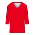 thumbnail image 3 of Fulijie Women's T-shirts V-Neck Mid-Long Sleeve Tops Tee Solid Color Blouse, 3 of 4