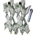 thumbnail image 1 of Ultra-Fab Wheel Chock 21-001091 Super Grip; For Use With Tandem Axle Trailers; Scissors Type; Steel; With Ratchet Wrench and Padlock; Set Of 2, 1 of 3