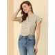 thumbnail image 3 of INSPIRE CHIC Blusa Informal Con Cuello En V Y Manga De Casquillo Superior Con Estampado Floral Para Mujer Amarillo S, 3 of 6