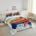 thumbnail image 2 of Football Comforter Set Full Teen Sports Bedding Set Bedroom Decor,Watercolor Tie Dye Hand Drawn Graffiti Football Bedding Comforter Sets Rugby Quilt Duvet 2 Pillow Cases Colorful Brown, 2 of 6