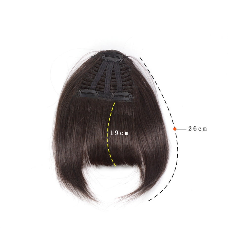 Phyun Human Hair 3D Blunt Cut Natural Hair Bangs OverHead Clip In Hair Extensions Deep Brown