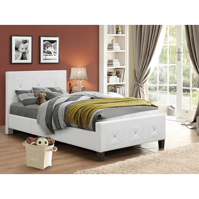 Solid Wood Bed with jewels - Where Serenity Meets Style - White Colour