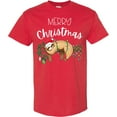 thumbnail image 3 of Inktastic Merry Christmas Cute Sloth with Santa Hat and Lights T-Shirt, 3 of 5