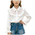 thumbnail image 3 of Mnyotv Girl'S White Long Sleeved Shirt Performance formal Shirts School Uniform Tops Size 9-10 Years, 3 of 5