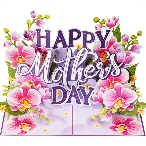 Happy Mothers Day Orchids Pop Up Card - 5" x 7"