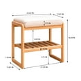 thumbnail image 2 of Hassch Solid Wood Shoe Bench with Seat Cushion, 2-Tier Shoe Rack for Front Door Entrance, Entryway Bench with Storage Shelf (Natural, 23.62"W), 2 of 8