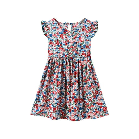 

Zlekejiko Girls Toddler Kids Crew Neck Summer Sleeveless Sundress Casual Beach Floral Prints Party Dress Fall Toddler Dress Tulle Flowers