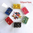 thumbnail image 2 of 100Pcs of 13 colors color plastic coated pushpins flat head pushpins cork board office creative stationery, 2 of 5