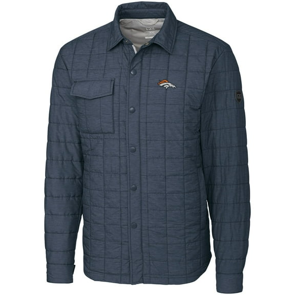 Men's Cutter & Buck Charcoal Denver Broncos Rainier Shirt Jacket
