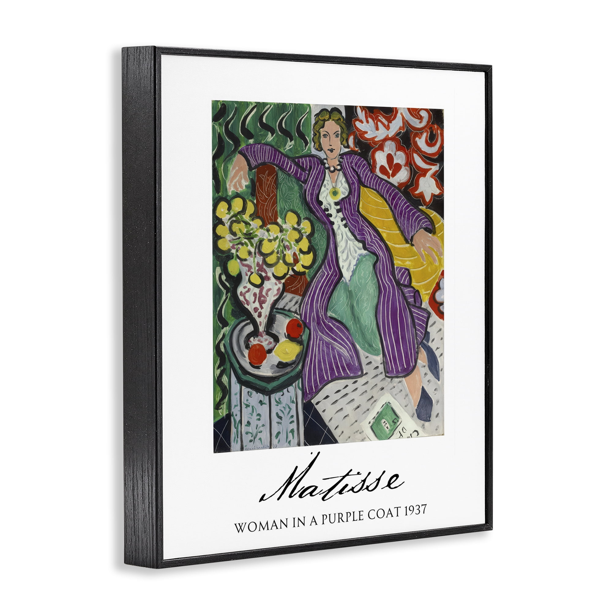 Stupell Industries Matisse Woman In Purple Coat Black Framed Giclee Art, design by Vintage Hustle