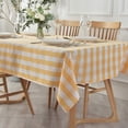 thumbnail image 2 of Checkered Tablecloth Stain Resistant Waterproof and Wrinkle Resistant Washable Heavy Weight Table Cloth Gingham for Dining Room and Outdoor Use, Rectangle 60 x 120 Inch Yellow and White, 2 of 6