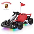 thumbnail image 2 of Licensed Porsche 36V Electric Go Kart for Kids,600W Drift Ride on Toys Ages 6-12, Adjustable Seat,LED Lights, 2 Speed Mode, White, 2 of 10