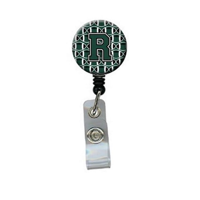 Carolines Treasures CJ1071-RBR Lettre R Ballon de Football Vert & Blanc Rétractable Badge Bobine