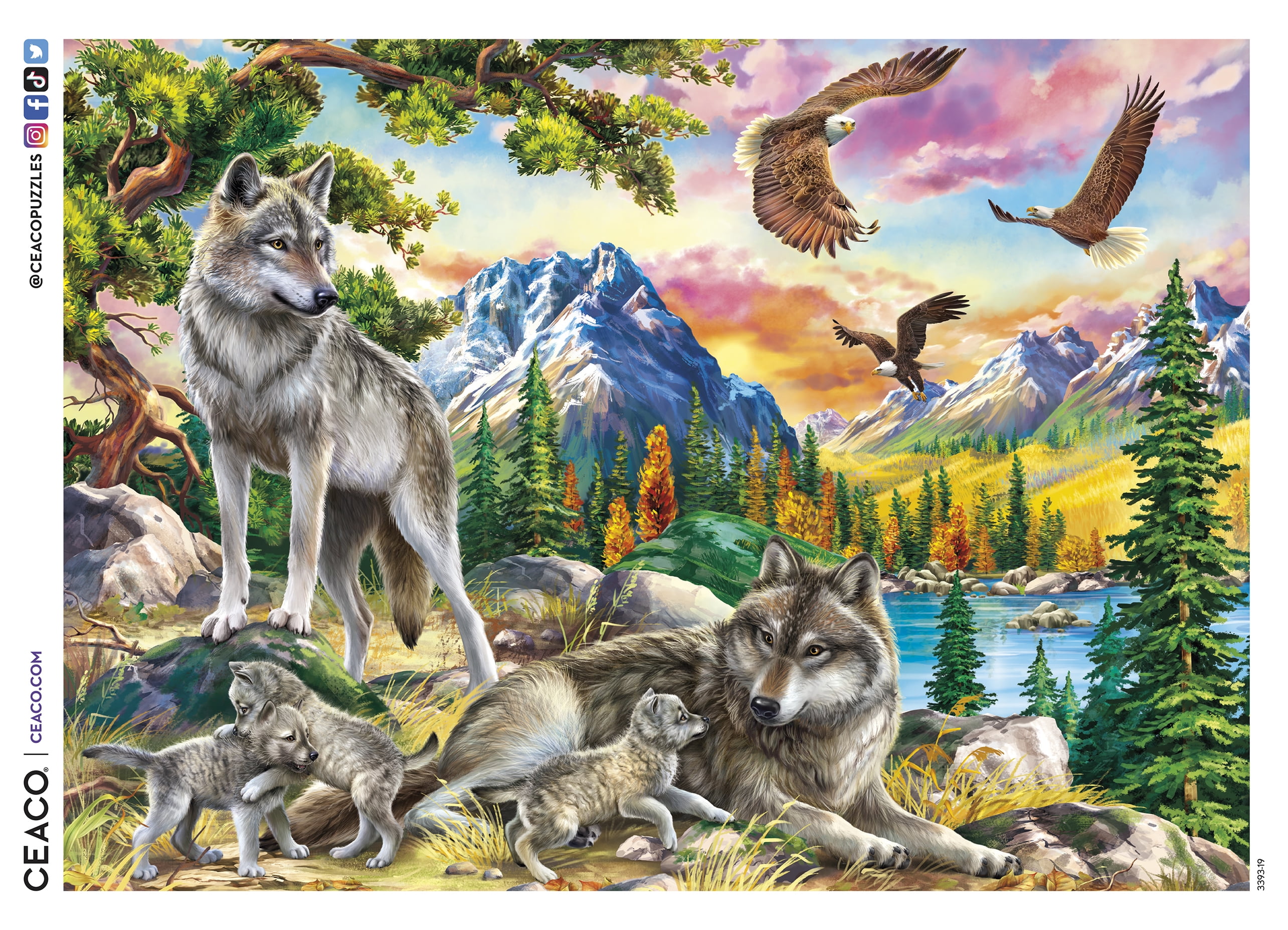 Ceaco - Image World - Wild - Wolves and Eagles - 1000 Piece Interlocking Jigsaw Puzzle
