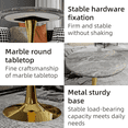 thumbnail image 6 of Tcbosik 27.5" Small Round Table with Faux Marble Top, Dining Table with Pedestal Base, Dinner Table for Kitchen, Breakfast Nook, Gray & Gold, 6 of 8