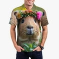thumbnail image 1 of Balery Flower Crown Guinea Pig Camisa Polo de Hombre con Estampado, de Manga Corta y Tejido Medio, Camisa Tipo Golf Polo-Medium, 1 of 6