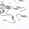 thumbnail image 2 of 2000pcs Brass Earring Hooks Ear Wire with Horizontal Loop Nickel Free Platinum 17~19x16~18x0.6~0.7mm 21~22 Gauge Hole: 2mm, 2 of 3