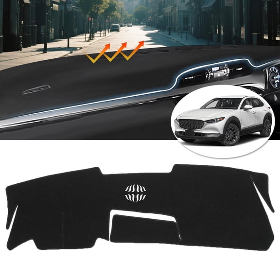 Canvcle Car Dash Cover for Mazda CX-30 CX30 2020-2023 2024 2025(Without HUD) Polyester Non-Slip Center Console Interior Accessories for Mazda CX30 Sunshade Windshield Glare Black