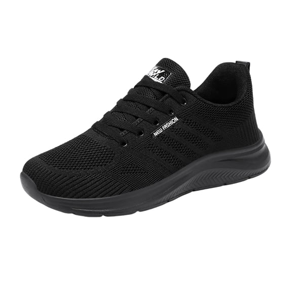 pwidon Men's Breathable Knit Running Shoes Lightweight Non Slip Athletic Walking Gym Casual Workout Sneakers Black 39