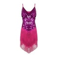 thumbnail image 2 of Zaldita Womens Sequins Tassel Flapper Ballroom Dress Asymmetric Fringe Tango Latin Dance Dress Rose One_Size, 2 of 7