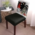 thumbnail image 3 of Chair Covers for Dining Room Set of 6,Gnome Pine Tree Xmas Ball on Gray Stretch Seat Protector Removable Washable Chairs Slipcovers for Kitchen Banquet Wedding Hotel,Winter Fir Leaves Snowflake, 3 of 6