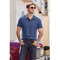 thumbnail image 4 of COOFANDY Men Short Sleeve Polo Shirt Casual Business Polo T Shirt Pocket Basic Lightweight Collared Shirt Big and Tall Blue, 4 of 9