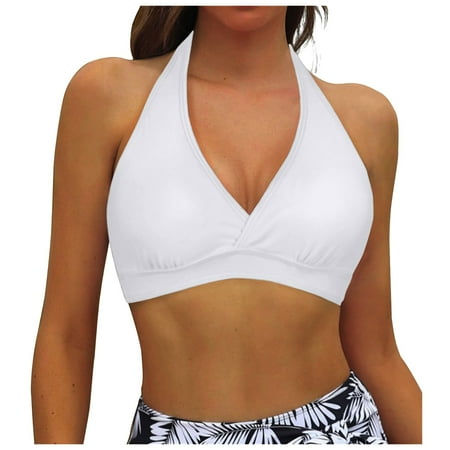 EHRWE Bikini Tops For Women Female Bikini Top Solid Color Push Up Swimsuit Top 2025 Swimwear