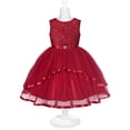 thumbnail image 6 of Sunny Fashion Flower Girls Dress Dark Red Sequins Bridesmaid Wedding Party 10 Years, 6 of 9