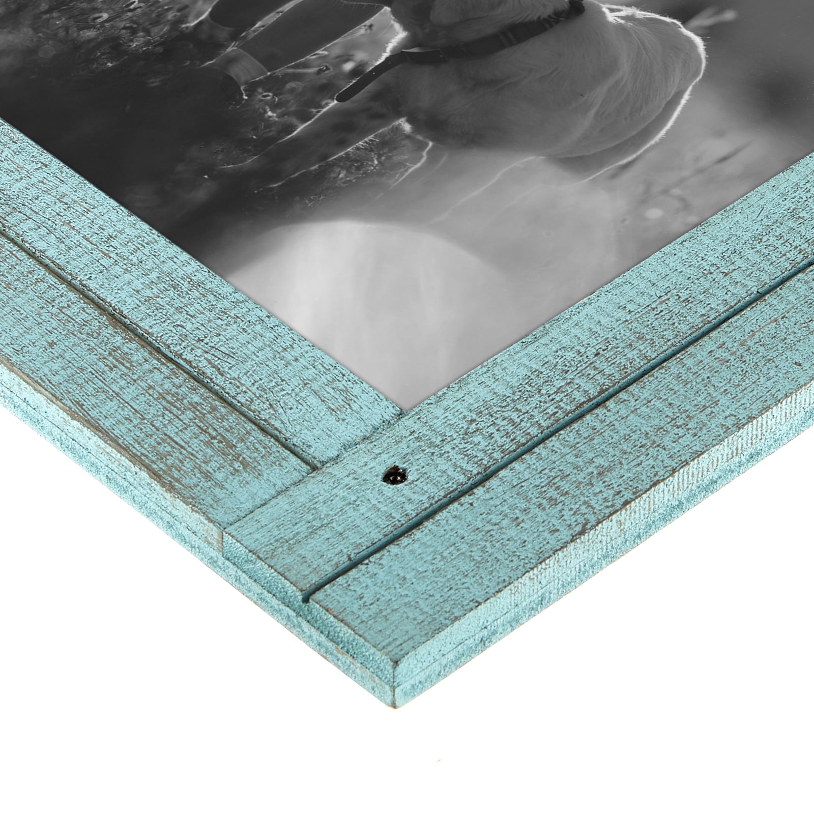 Americanflat 4x6 Collage Picture Frame with Glass distressed photos comes ready built hangers stand mantel - Blue