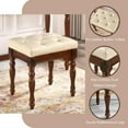 thumbnail image 4 of Solid Wood Makeup Vanity Table Set, 31.5" Wide Dressing Vanity Table with 2 Drawers and Vanity  Stool Writing Desk with Solid Wood Legs & Button Tufted Cushioned Stool, Cherry&Beige, 4 of 6