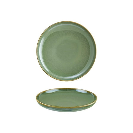 Sage dia.9.75" h:2" Round Green Porcelain Deep Plate