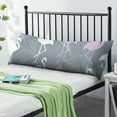 thumbnail image 2 of Long Body Pillow Cover - Soft & Breathable, Hidden Zipper, 20"x54", Tropical Flamingo & Floral Print - Perfect Gift for Beach Lovers, Side Sleepers, Summer Home Decor, 2 of 7