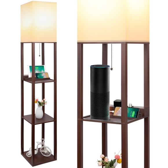 Lámpara de estante 3 en 1 Lamp SHINE HAI con USB C y toma de corriente