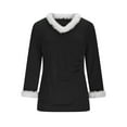 thumbnail image 3 of Christmas Fuzzy Fleece Pullover Tops, V Neck Long Sleeve Sweater Tops, Fall Trendy Blouses, 3 of 7