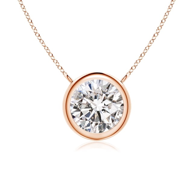 Angara Collier Diamant Naturel - Collier Solitaire Diamant Rond 1 ct en Or Rose 14K pour Femmes