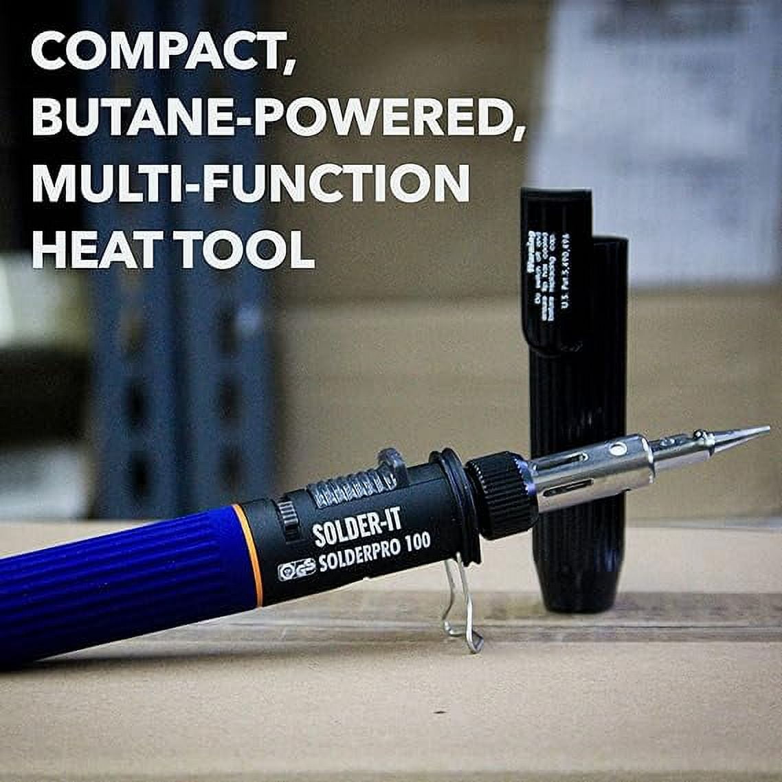 Solder-It SolderPro 100 Soldering Iron Kit (PRO-100K) | Multi-Function Butane Heat Tool with Tips and Case | Cordless and Portable Soldering Gun | Home Improvement Tools and Soldering Kit Essential