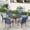 Black & Blue, variant on SUMMIT LIVING 7-Piece Outdoor Patio Dining Set with 6 Pieces Textilene Chairs & Round Steel Table with Umbrella Hole, Black & Brown