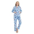 thumbnail image 1 of GLOBAL Conjunto de Pijama de Franela para Mujer, Pijama 100% Algodón para Mujer, Ropa de Estar por Casa, Manga Larga, Botón, Cordón en la Cintura, Ropa de Dormir Cálida, Muñeco de Nieve Azul XL, 1 of 6