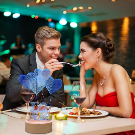 

NIUREDLTD Valentine s Day Gift 3D Night LED Colorful Gradient Remote Night Light